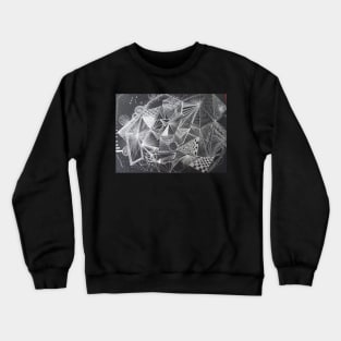 Geometric Pattern Silver on Black Crewneck Sweatshirt